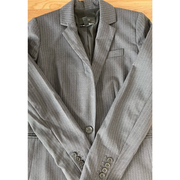 J.CREW Gray Striped Wool Blazer - Women's Size 0 - Preowned WC46 - Picture 6 of 14